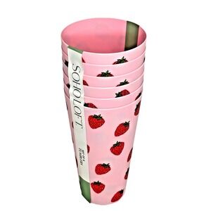 SOHO Loft Strawberry Tumblers Set of‎ 6 Pink 24oz BPA Free Summer Cups
